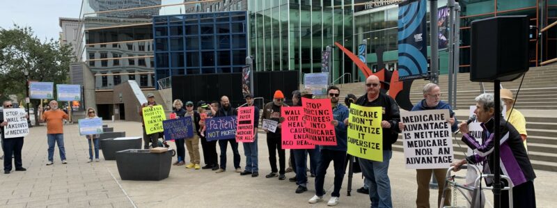 photo Protesters at Humana demand an end to the denial of care